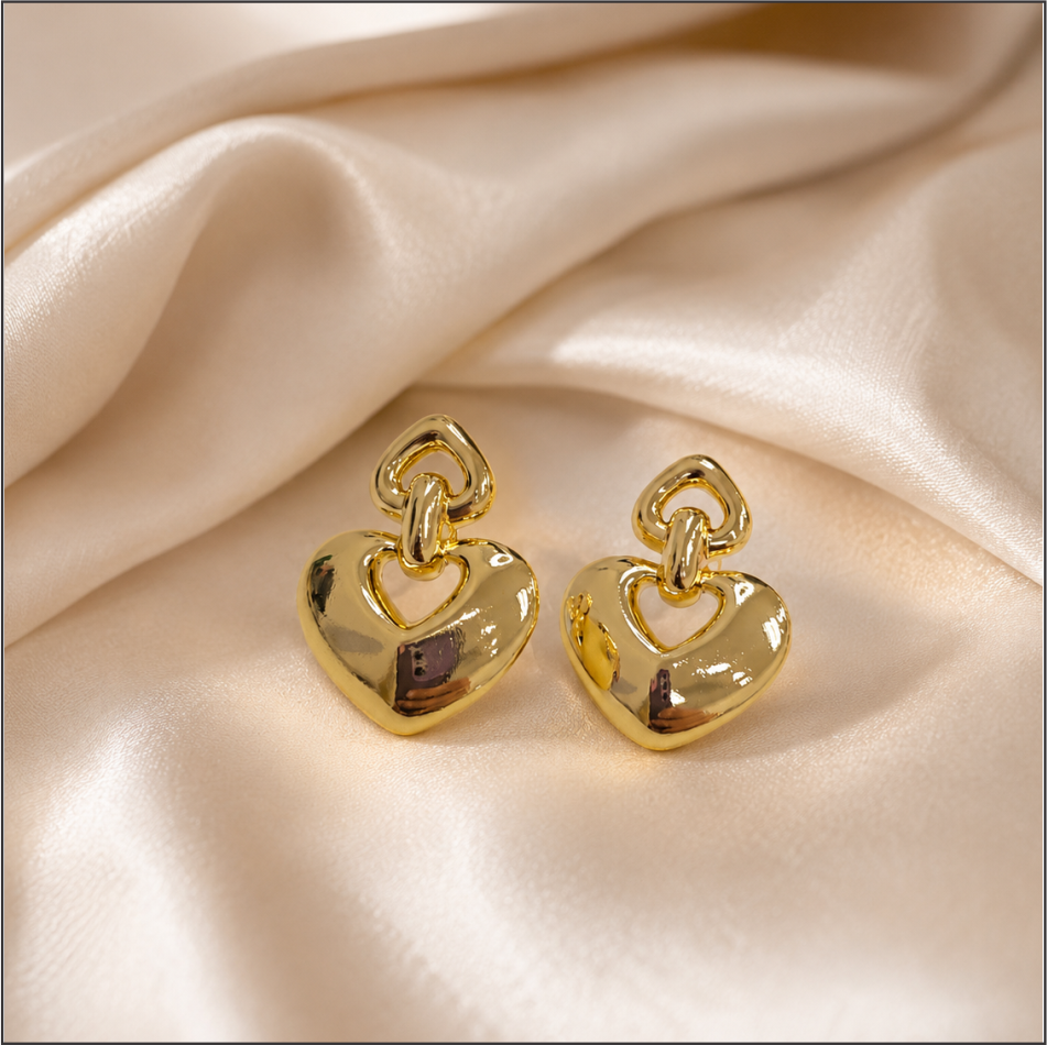 Golden Heart Earrings 020